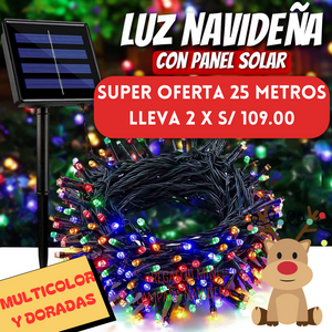 GUIRNALDA NAVIDEÑA CON PANEL SOLAR 25 METROS