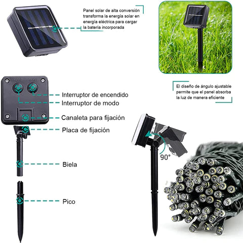 GUIRNALDA NAVIDEÑA CON PANEL SOLAR 25 METROS