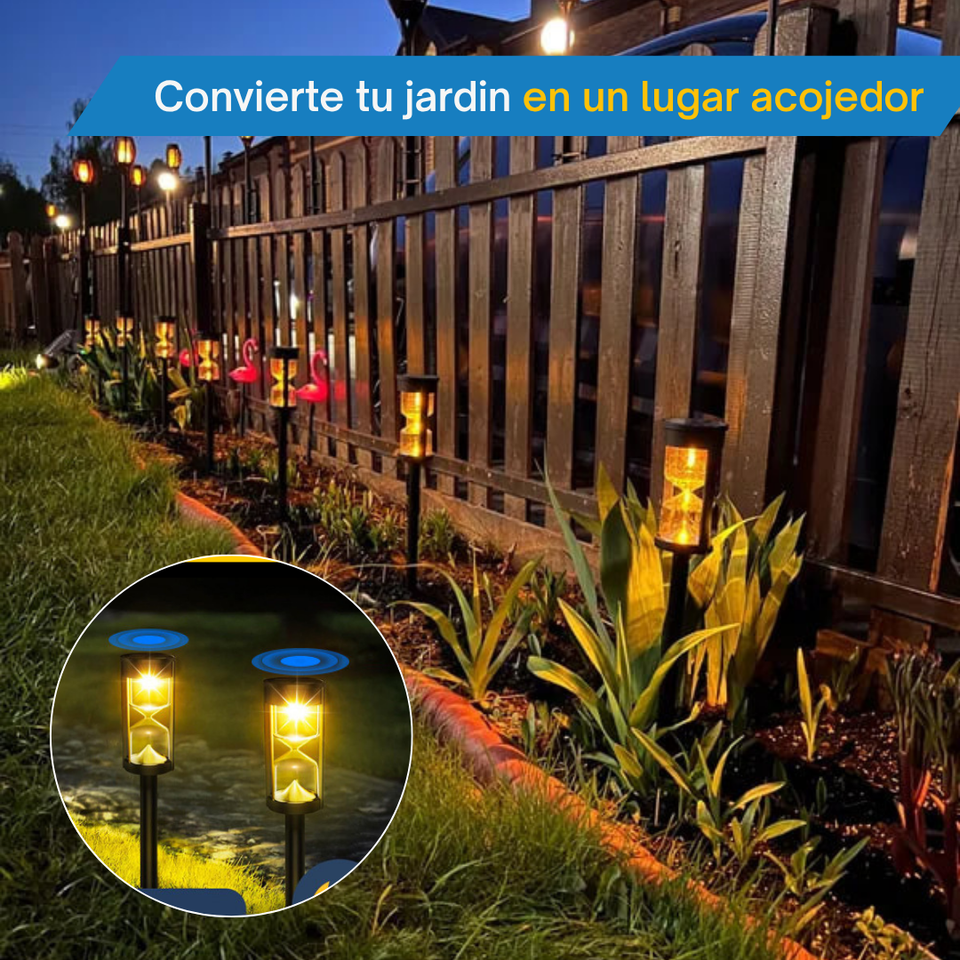 ANTORCHA DE JARDIN CON PANEL SOLAR.