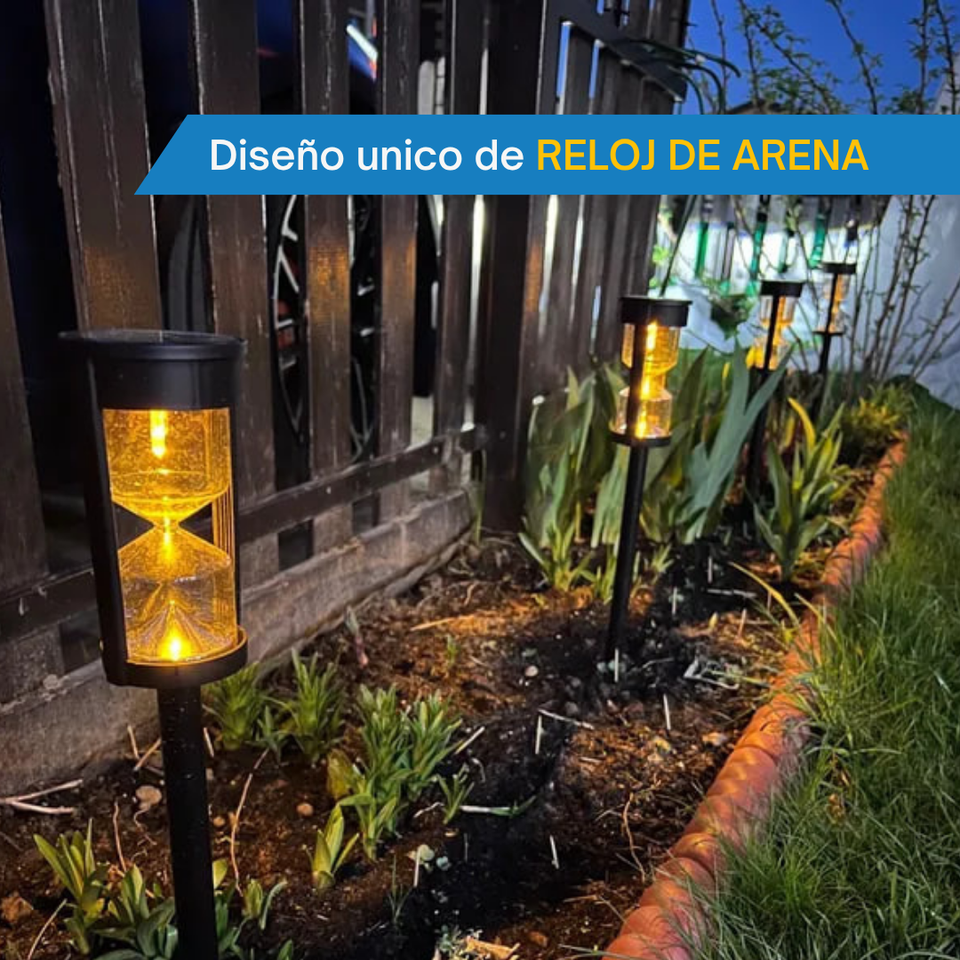 ANTORCHA DE JARDIN CON PANEL SOLAR.