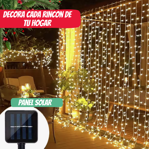 02 CORTINAS NAVIDEÑAS LED CON PANEL SOLAR