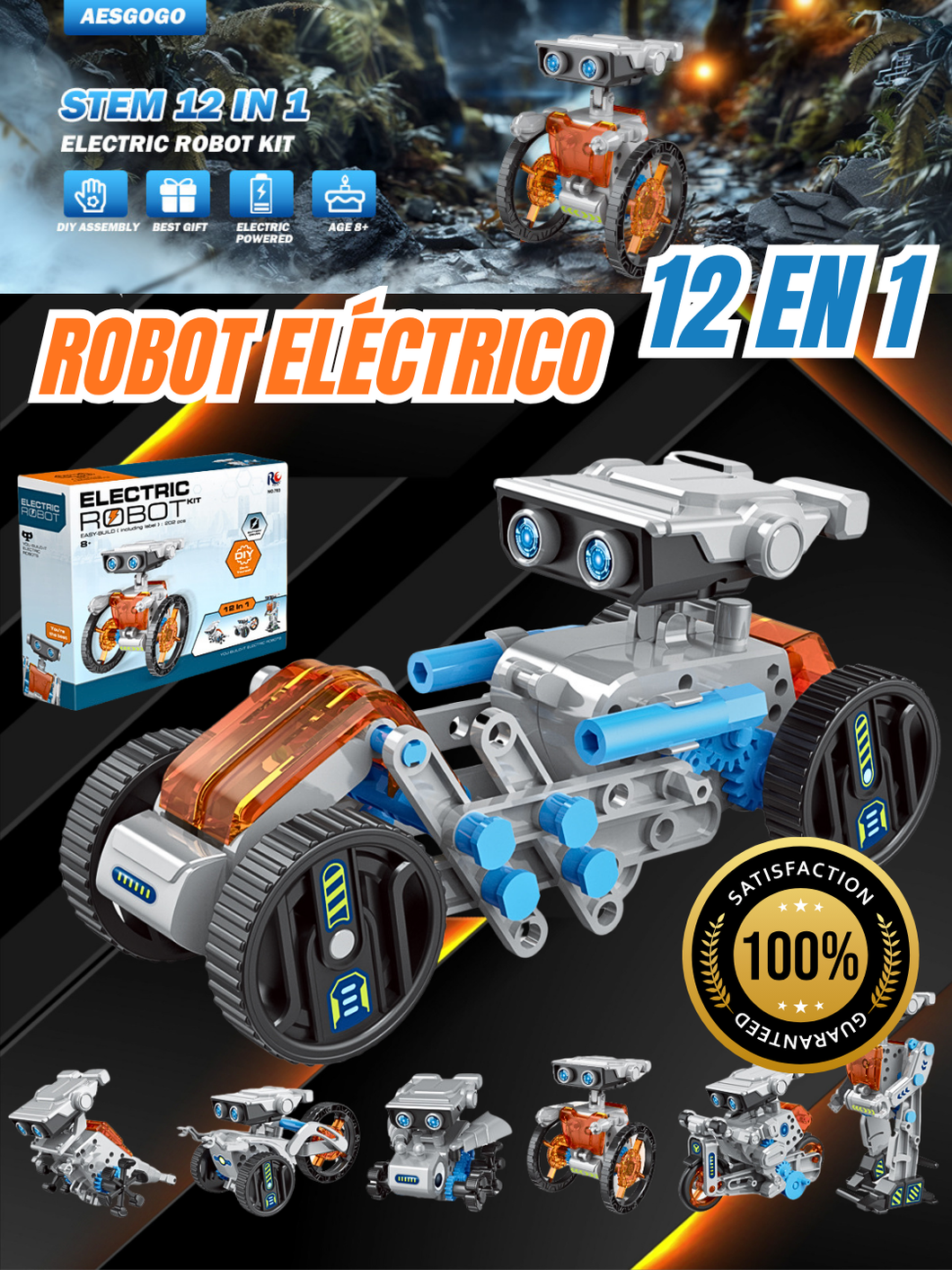 KIT ROBOT ELECTRICO 12 MODELOS EN 1