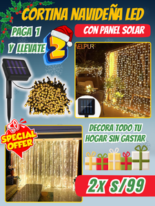 02 CORTINAS NAVIDEÑAS LED CON PANEL SOLAR